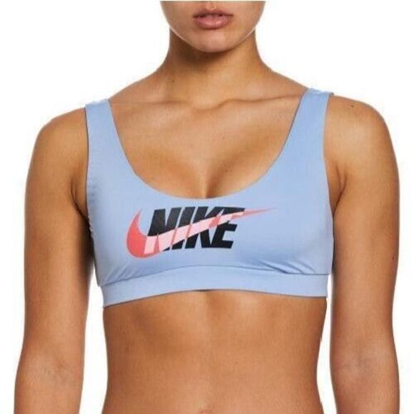 Nike Swim FD3530-479 Women's Sz L Cobalt Blue Logo Scoop Neck Bikini Top - Picture 7 of 8